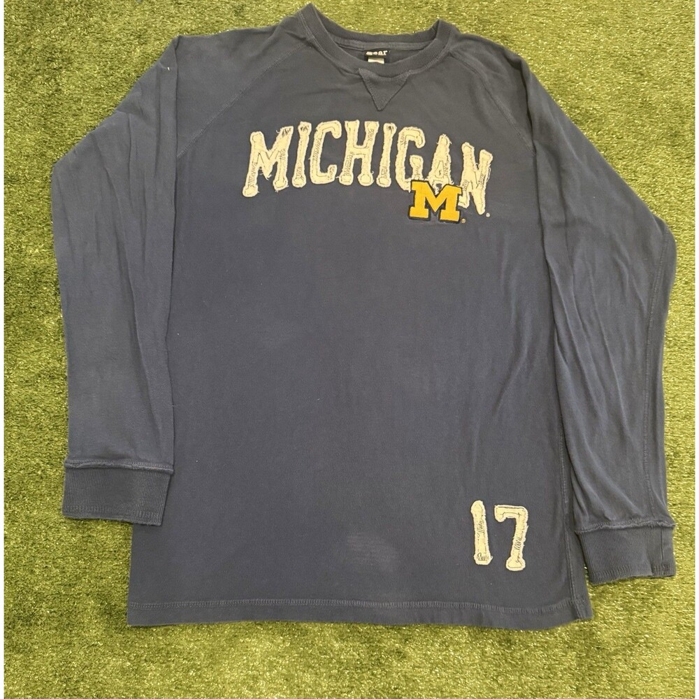 University of Michigan Wolverines T-shirt | Size Large Long Sleeve Blue